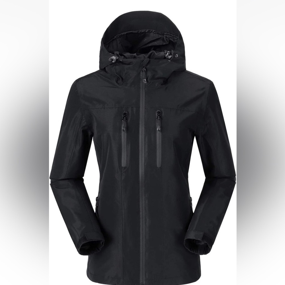 Camel Crown  Women's lightweight  Black Waterproof Rain Jacket Size L  NWT